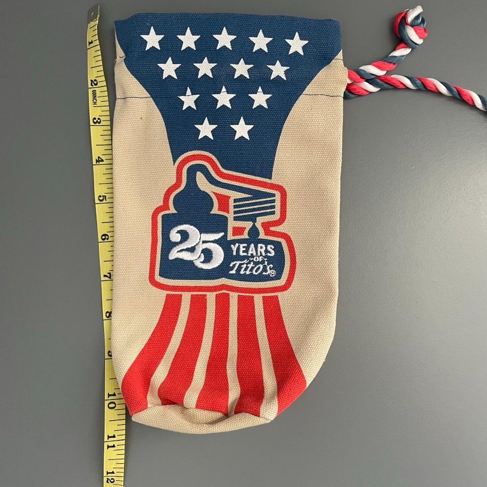 Tito’s Handmade Vodka Anniversary Canvas Drawstring Bottle Bag USA American - Picture 5 of 6